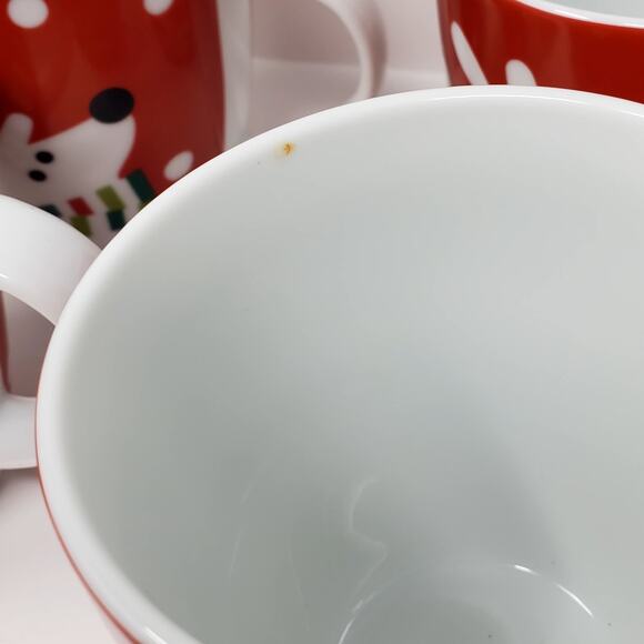 Crate & Barrel Reindeer Set Of 5 Red w/ Scarf Mug or Cup - Coffee, Tea Clean - Picture 5 of 9